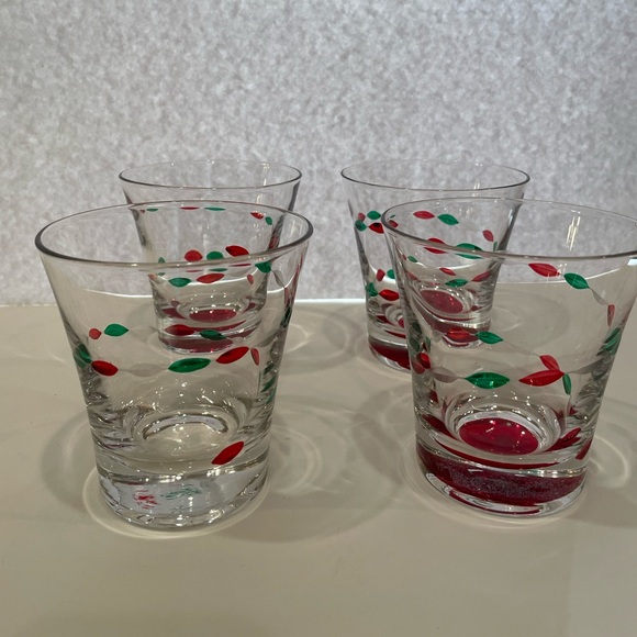GORHAM Crystal Christmas Jewel Double Old Fashioned Hand Cut & Painted Glass Set - Picture 2 of 14